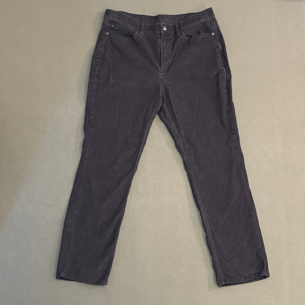 LL Bean BeanFlex Straight Leg Favorite Fit Corduroy Pants Gray 16 Reg 520828‎